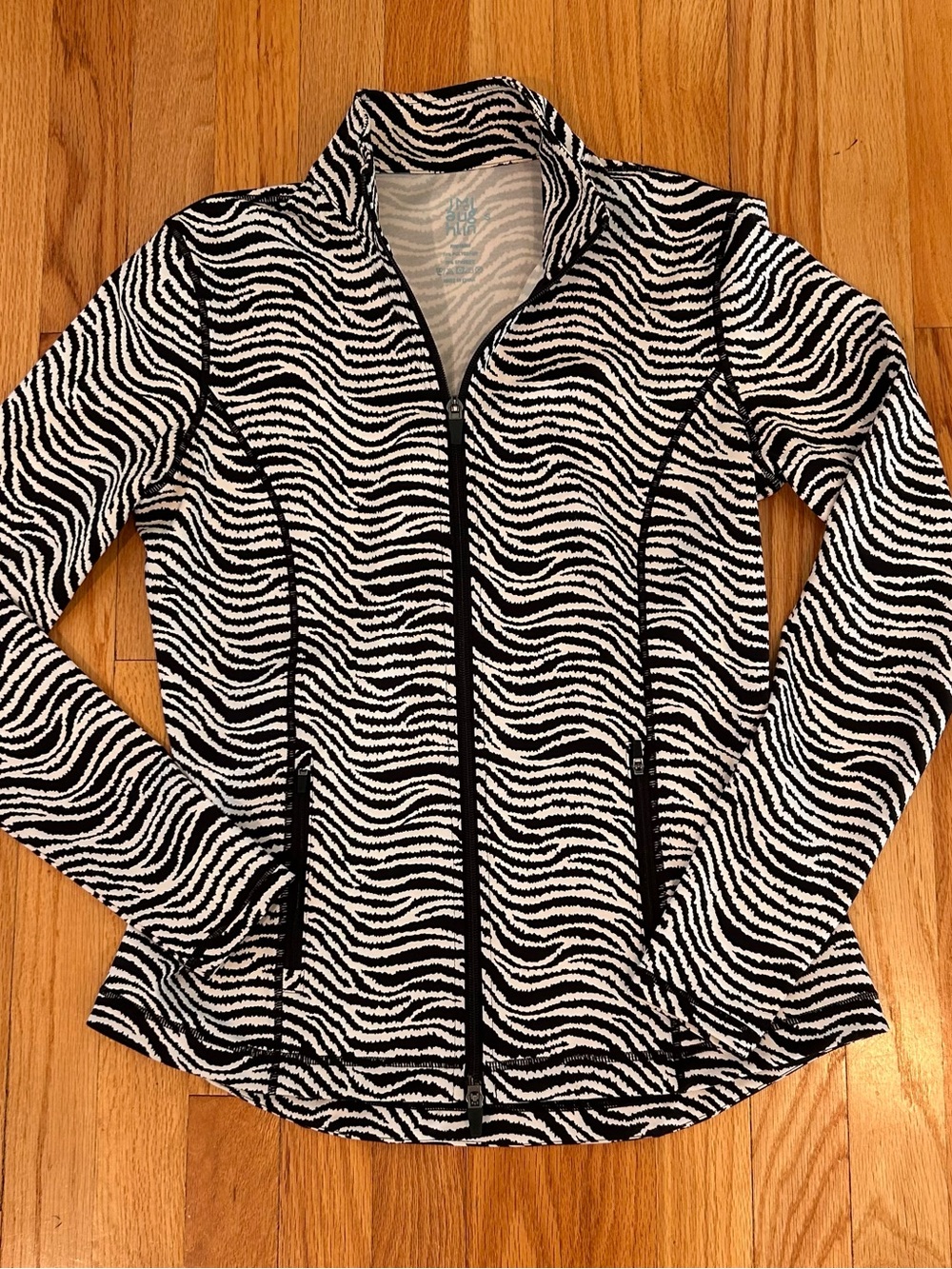 J. McLaughlin Black and White Zebra-Print Zip Jacket